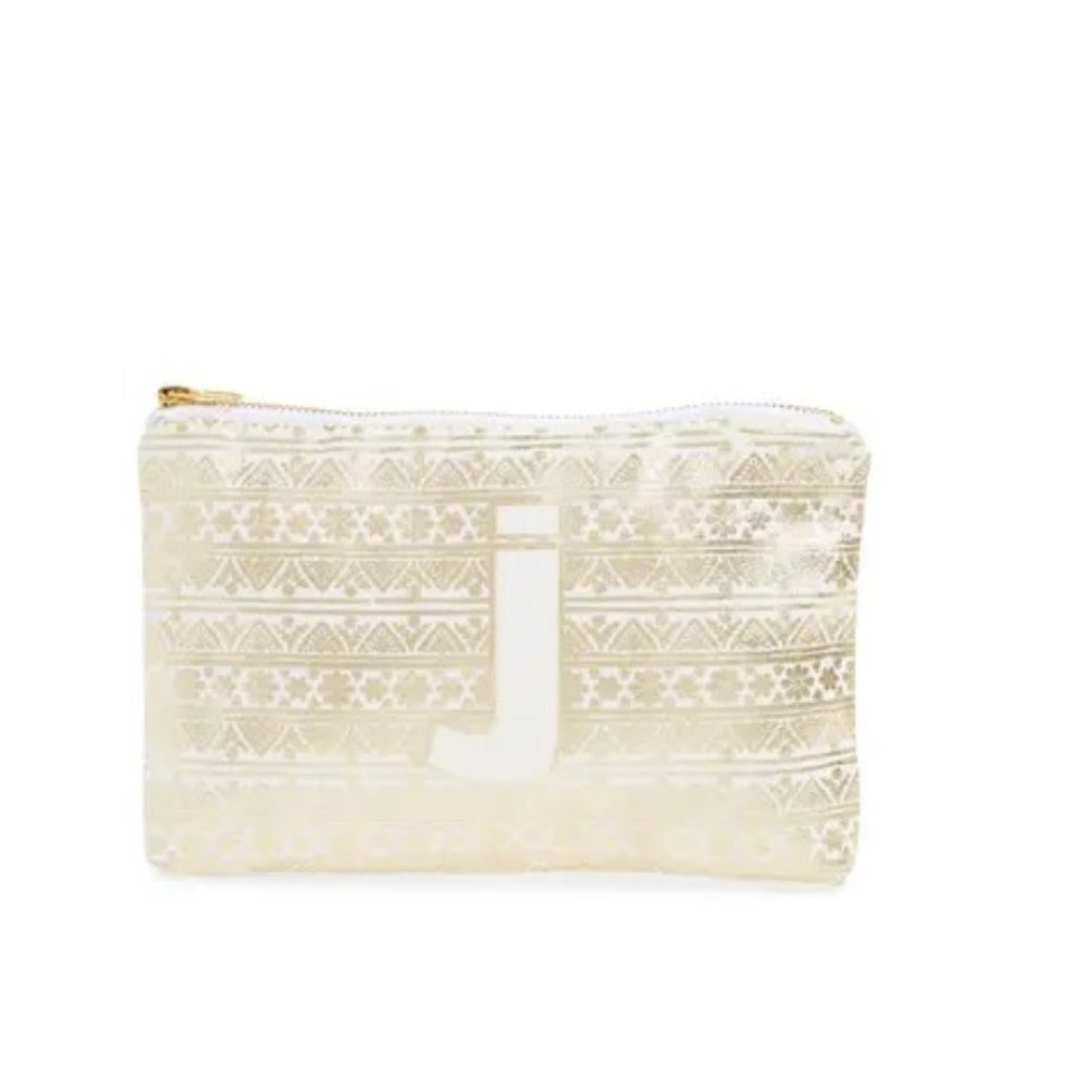 🎁 🛍3/$30🛍  Levtex Monogram Zip Pouch - Metallic